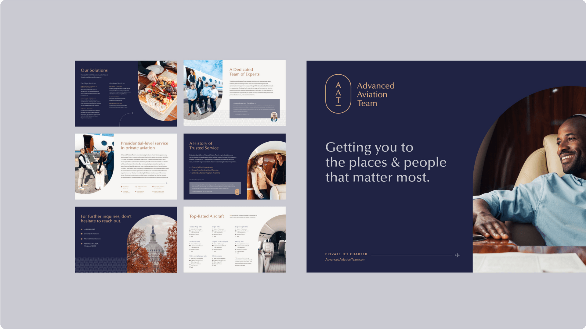 Inspired by the shape of airline windows, the curved frames mimic the logo and toned photography adds warmth.